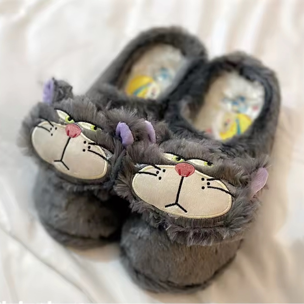 Disney Cinderella Black Cat Lucifer Plush Slipper Adults Sizes Large New No Tags
